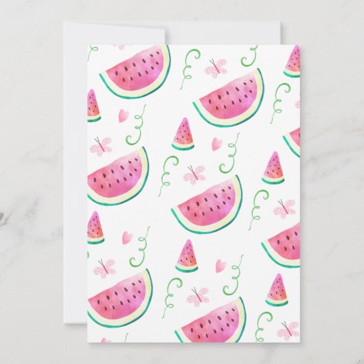 Niedlich rosa Wassermelone in einem Melon 1. Gebur Einladung (Rückseite)