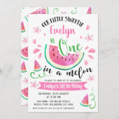 Niedlich rosa Wassermelone in einem Melon 1. Gebur Einladung (Vorne/Hinten)