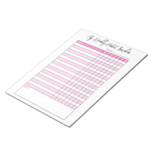 Niedlich rosa Weekly Habit Tracker Notepad Notizblock (angewinkelt)