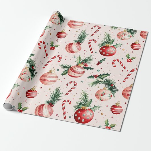 Niedlich Rosa Weihnachten Geschenkpapier (Ungerollt)