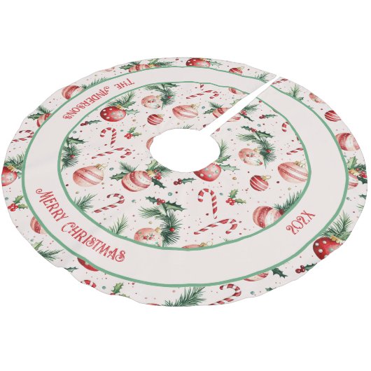 Niedlich Rosa Weihnachten Polyester Weihnachtsbaumdecke (Schrägansicht)