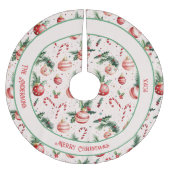 Niedlich Rosa Weihnachten Polyester Weihnachtsbaumdecke (Vorderseite)