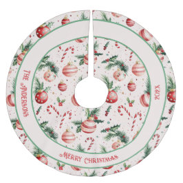 Niedlich Rosa Weihnachten Polyester Weihnachtsbaumdecke