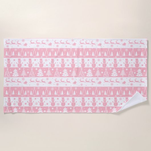 Niedlich rosa Weihnachten Strandtuch (Vorderseite)