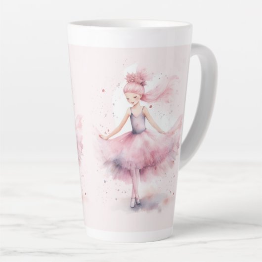 Niedlich rosa Weihnachtsballerina Aquarell Milchtasse (Rechte Ecke)