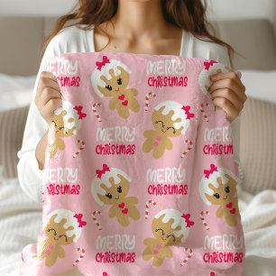 niedlich rosa Weihnachtsblanket für Kinder, die Le Fleecedecke
