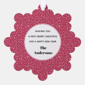 Niedlich rosa Weihnachtsfeiertag Ornament Karte (Rückseite)