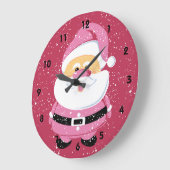 Niedlich rosa Weihnachtsmann und Schnee Weihnachte Große Wanduhr (Winkel)