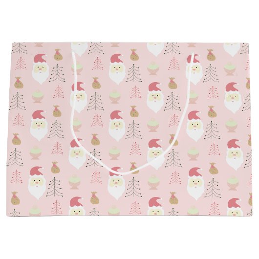 Niedlich rosa Weihnachtsmuster Große Geschenktüte (Vorderseite)