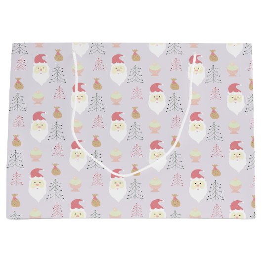 Niedlich rosa Weihnachtsmuster Große Geschenktüte (Vorderseite)