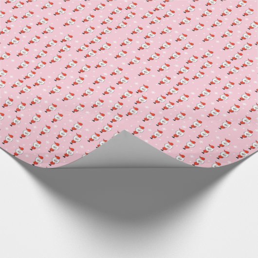 Niedlich rosa Weihnachtsmuster mit dem Weihnachtsm Geschenkpapier (Ecke)