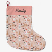 Niedlich rosa Weihnachtsmuster mit dem Weihnachtsm Großer Weihnachtsstrumpf (Vorderseite)