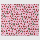 Niedlich rosa Weihnachtsverpackung Geschenkpapier (Flach)