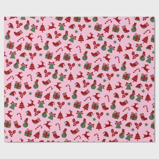 Niedlich rosa Weihnachtsverpackung Geschenkpapier (Flach)