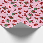 Niedlich rosa Weihnachtsverpackung Geschenkpapier (Ecke)