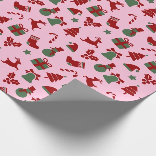 Niedlich rosa Weihnachtsverpackung Geschenkpapier (Ecke)