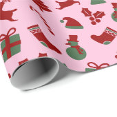Niedlich rosa Weihnachtsverpackung Geschenkpapier (Rolleneckpunkt)
