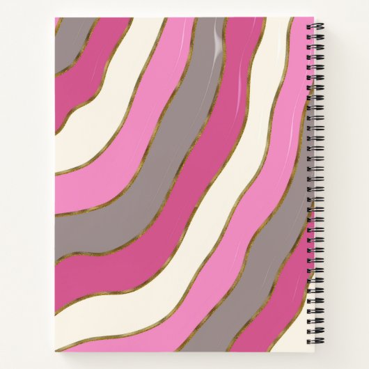 Niedlich rosa, weiße Farbtöne Groovy Curve Streife Notizblock (Rückseite)