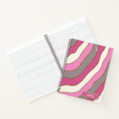 Niedlich rosa, weiße Farbtöne Groovy Curve Streife Notizblock (Innenseite)