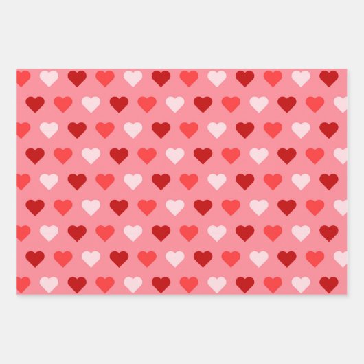 Niedlich rosa, weiße Herzmuster Geschenkpapier Set (Vorderseite 3)