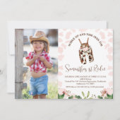 Niedlich Rosa Western Erster Rodeo 1. Geburtstag Einladung (Vorderseite)