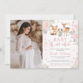 Niedlich rosa Wintermädchen Dusche Foto Einladung (Vorderseite)