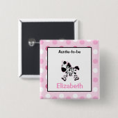 Niedlich-Rosa-Zebra-Schaltfläche Button (Vorne & Hinten)