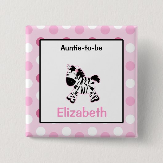 Niedlich-Rosa-Zebra-Schaltfläche Button (Vorderseite)