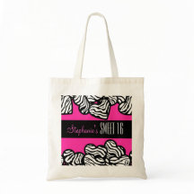 Niedlich rosa Zebraherz Sweet 16 Birthday Tote Tas