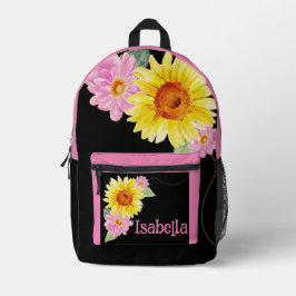 Niedlich rosafarbene Aquarellfarbe Rose Daisy Mono Bedruckter Rucksack