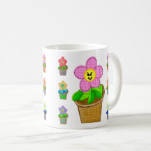 Niedlich Rosy Posy Potted Blume Kaffee Tasse