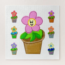 Niedlich Rosy Posy Potted Blume Square Jigsaw Puzz Puzzle