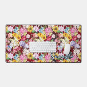 Niedlich-Rot-Gelblich-Floral-Monogramm Schreibtischunterlage (Tastatur & Maus)