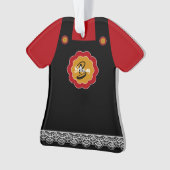 Niedlich Rot mit grauem Pinafront Lace Trimm Weihn Ornament (Vorderseite)