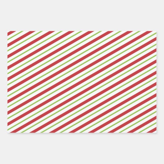 Niedlich Rot und Grün Peppermint Candy Cane Wrappi Geschenkpapier Set (Vorderseite 3)