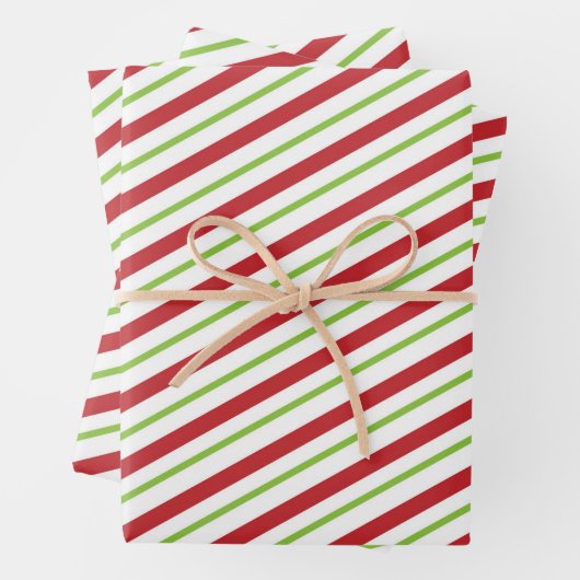 Niedlich Rot und Grün Peppermint Candy Cane Wrappi Geschenkpapier Set (Beispiel)