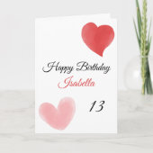 Niedlich Rot und Rosa Doppelfarbige Herzen 13. Geb Karte (Vorderseite)