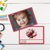 Niedlich Rot und Rosa Erdbeeren Foto Valentinstag Mitteilungskarte