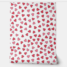 Niedlich Rot und Rosa Kleine Herzen Gemustert Tapete