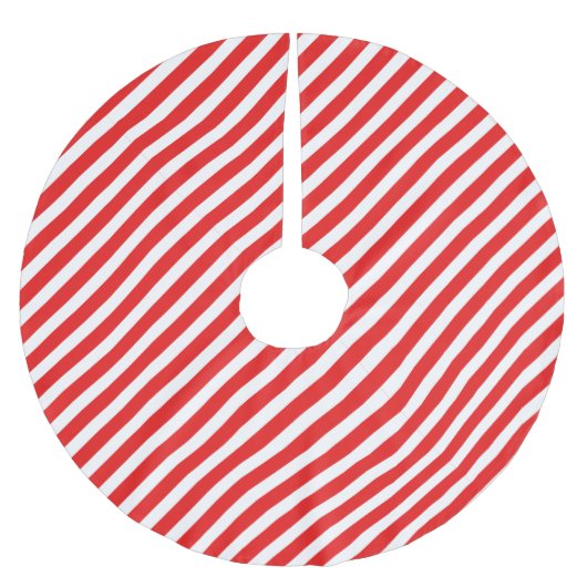 Niedlich rot und weiß gestreift polyester weihnachtsbaumdecke (Vorderseite)