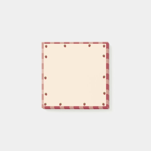Niedlich Rot und Weiß Gingham Strawberry Themed Post-it Klebezettel (Vorderseite)