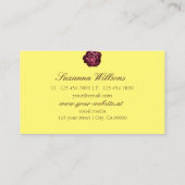 Niedlich Rote Rose Wein Schlicht Gelb mit Initiale Visitenkarte (Rückseite)