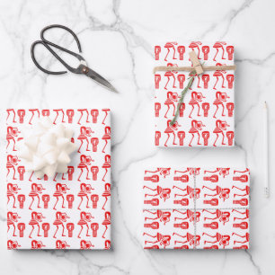 Niedlich, Rote Silhouette, glücklicher Tanz Geschenkpapier Set