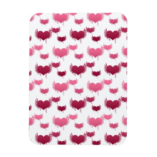Niedlich Rote und rosa Herzen mit Flügeln Magnet (Vertikal)