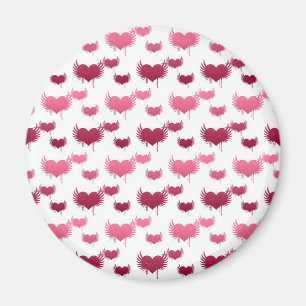 Niedlich Rote und rosa Herzen mit Flügeln Magnet