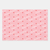 Niedlich roter rosa Weißer Text für benutzerdefini Geschenkpapier Set (Vorderseite)