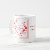 Niedlich Rotes Rosa Herzchen Glückliches Valentins Kaffeetasse (Vorderseite Links)