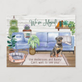 Niedlich Rottweiler Cosy New Zuhause Moving Ankündigungspostkarte (Vorderseite)