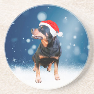 Niedlich Rottweiler Hund Weihnachten Weihnachtsman Getränkeuntersetzer