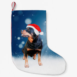Niedlich Rottweiler Hund Weihnachten Weihnachtsman Kleiner Weihnachtsstrumpf